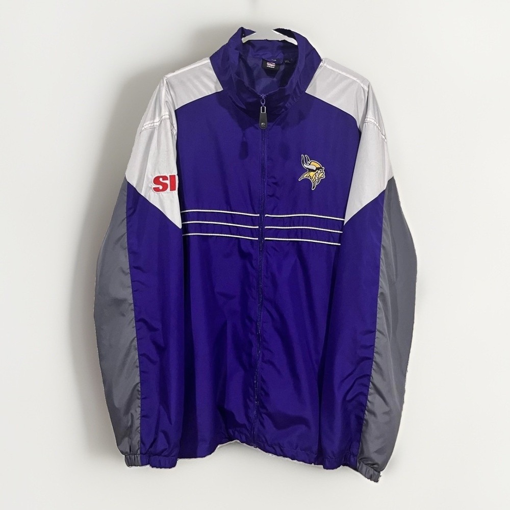 Minnesota Vikings Jacket Mens 2XL Purple Gray NFL Football Windbreaker Reebok